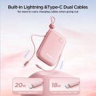 Joyroom Cutie Power Bank 20000mAh 22.5W - USB-C + Lightning Kábellel és Támasztékkal - Fehér