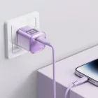 Acefast A53 GaN Hálózati Töltő 30W - USB-C + Kijelző - Lila