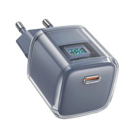 Acefast A53 GaN Hálózati Töltő 30W - USB-C + Kijelző - Szürke   Acefast A53 GaN Hálózati Töltő 30W - USB-C + Kijelző - Szürke