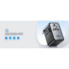 Acefast Z1 GaN Töltő / Utazóadapter 75W - EU / UK / US / AU - 3x USB-C + 2x USB-A - Fekete