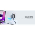 Acefast Z1 GaN Töltő / Utazóadapter 75W - EU / UK / US / AU - 3x USB-C + 2x USB-A - Fekete