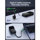 Joyroom JR-PBC06 Power Bank 10000mAh 30W - USB-C és Lightning Kábel - Fehér