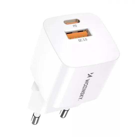Wozinsky Hálózati Töltő 20W - USB-C + USB-A - Fehér
