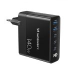 Wozinsky GaN Hálózati Töltő 140W - 3x USB-C + 2x USB-A - Fekete