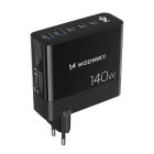 Wozinsky GaN Hálózati Töltő 140W - 3x USB-C + 2x USB-A - Fekete