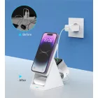 Choetech T600 3in1 Indukciós Töltőállomás 15W - Fehér