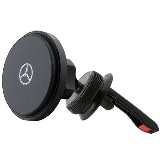 Mercedes Silver Stars MagSafe Mágneses Autós Tartó és Töltő - Szellőzőrács / Tapadókorong - Fekete