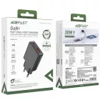 Acefast A69 Hálózati Töltő GaN PD 30W - USB-A + USB-C - Fekete