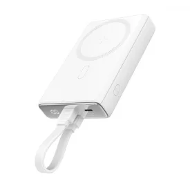   Joyroom JR-PBM01 Mágneses Power Bank - 10000mAh 20W + USB-C - Lightning Kábel - Fehér