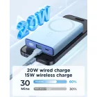 Joyroom JR-PBM01 Mágneses Power Bank - 10000mAh 20W + USB-C - Lightning Kábel - Fehér