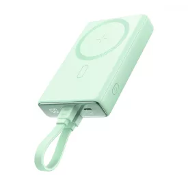   Joyroom JR-PBM01 Mágneses Power Bank - 10000mAh 20W + USB-C - Lightning Kábel - Zöld