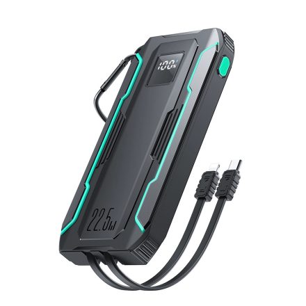 Joyroom JR-L017 Power Bank 10000mAh 22.5W - Beépített USB-C és Lightning Kábel - Fekete