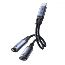 Joyroom USB-C - 2x USB-C DAC Adapter - Fekete Joyroom USB-C - 2x USB-C DAC Adapter - Fekete
