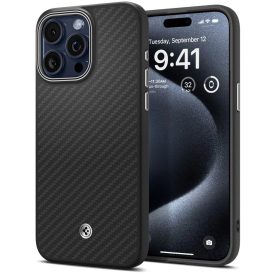 iPhone 15 Pro Max Tok - Spigen Enzo Aramid MagFit - Fekete iPhone 15 Pro Max Tok - Spigen Enzo Aramid MagFit - Fekete