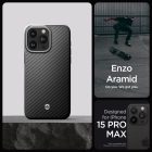 iPhone 15 Pro Max Tok - Spigen Enzo Aramid MagFit - Fekete