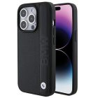 iPhone 15 Pro Tok - BMW Leather Textured & Stripe - Fekete