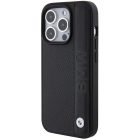 iPhone 15 Pro Tok - BMW Leather Textured & Stripe - Fekete