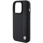 iPhone 15 Pro Tok - BMW Leather Textured & Stripe - Fekete