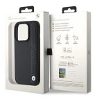 iPhone 15 Pro Tok - BMW Leather Textured & Stripe - Fekete