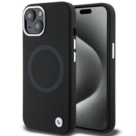 iPhone 15 Plus Tok - BMW Signature Liquid Silicone MagSafe - Fekete
