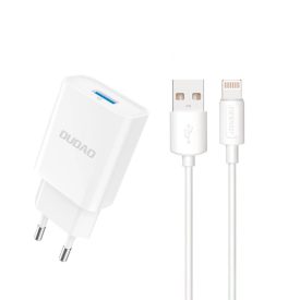 Dudao A4EU Hálózati Töltő 2.1A + USB-A - Lightning Kábel - Fehér   Dudao A4EU Hálózati Töltő 2.1A + USB-A - Lightning Kábel - Fehér