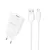 Dudao A4EU Hálózati Töltő - USB-A 2.1A + USB-A - micro USB Kábel - Fehér