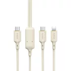Dudao 2in1 USB-C - USB-C + Lightning  Kábel - 1.2m 100W - Bézs