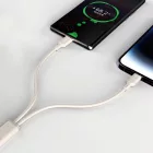 Dudao 2in1 USB-C - USB-C + Lightning  Kábel - 1.2m 100W - Bézs
