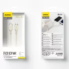 Dudao 2in1 USB-C - USB-C + Lightning  Kábel - 1.2m 100W - Bézs