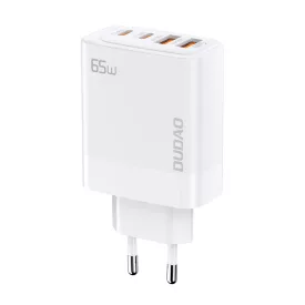   Dudao A65EU GaN Hálózati Töltő 65W - 2xUSB-A + 2xUSB-C - Fehér