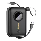 Dudao K14 Power Bank 10000mAh Beépített USB-C és Lightning Kábelekkel - Fekete