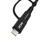 Wozinsky 4in1 2x USB-C + 1x USB-A + 1x Lightning Kábel - 1m 3A 60W - Fekete