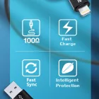 Wozinsky 4in1 2x USB-C + 1x USB-A + 1x Lightning Kábel - 1m 3A 60W - Fekete