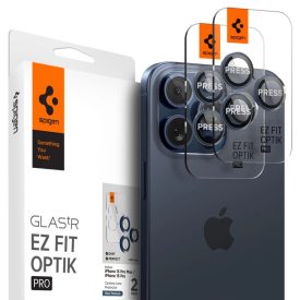   iPhone 14 Pro / 14 Pro Max / 15 Pro / 15 Pro Max / 16 Pro / 16 Pro Max Lencsevédő - Spigen Glas.tR EZ Fit Optik Pro - Kék-Titán x 2 db