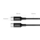 Ugreen USB-C - USB-C US557 Kábel - 1m 5A 100W - Fekete