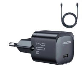 Joyroom Hálózati Töltő - USB-C 20W PD + C-C Kábel - Fekete   Joyroom Hálózati Töltő - USB-C 20W PD + C-C Kábel - Fekete