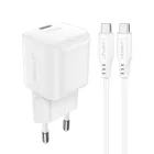 Acefast A73 Mini Hálózati Töltő GaN 20W + C-C Kábel - Fehér