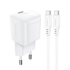 Acefast A73 Mini Hálózati Töltő GaN 20W + C-C Kábel - Fehér   Acefast A73 Mini Hálózati Töltő GaN 20W + C-C Kábel - Fehér