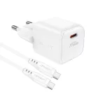 Acefast A73 Mini Hálózati Töltő GaN 20W + C-C Kábel - Fehér
