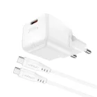 Acefast A77 Mini Hálózati Töltő GaN 30W + C-C Kábel - Fehér