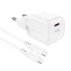 Acefast A77 Mini Hálózati Töltő GaN 30W + C-C Kábel - Fehér