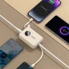 Dudao K14 Power Bank 10000mAh Beépített USB-C és Lightning Kábelekkel - Bézs