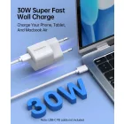 Choetech GaN Hálózati Töltő 30W - 1x USB-C PD - Fehér