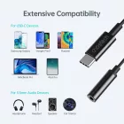 Choetech AUX003 USB-C / 3.5mm Audio Adapter DAC - Fekete
