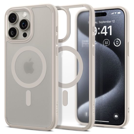 iPhone 15 Pro Max Tok - Spigen Ultra Hybrid MagFit - Natúr Titán