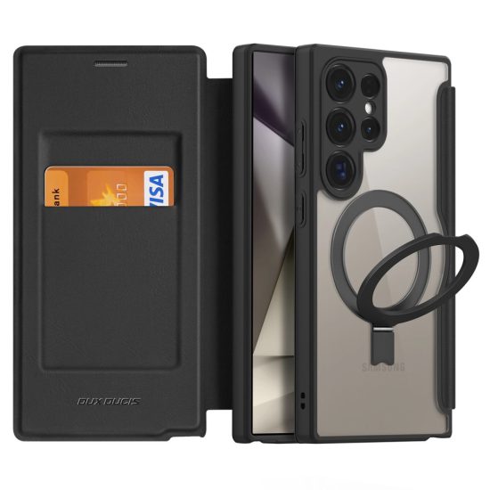 Samsung Galaxy S24 Ultra Tok - Dux Ducis Skin X Pro + MagSafe Gyűrűs Állvány - Fekete