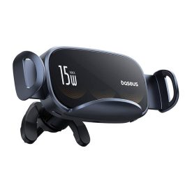 Baseus LightChaser Autós Tartó és Qi Töltő 15W - Fekete Baseus LightChaser Autós Tartó és Qi Töltő 15W - Fekete