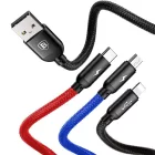 Baseus 3in1 Three Primary Colors USB - USB-C + micro + Lightning Kábel - 0.3m 3.5A
