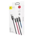 Baseus 3in1 Three Primary Colors USB - USB-C + micro + Lightning Kábel - 0.3m 3.5A