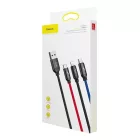 Baseus 3in1 Three Primary Colors USB - USB-C + micro + Lightning Kábel - 0.3m 3.5A